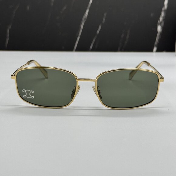 NEW CELINE CL40285U 30N SQUARE GOLD GREEN SUNGLASSES WOMEN CELINE - Picture 4 of 11